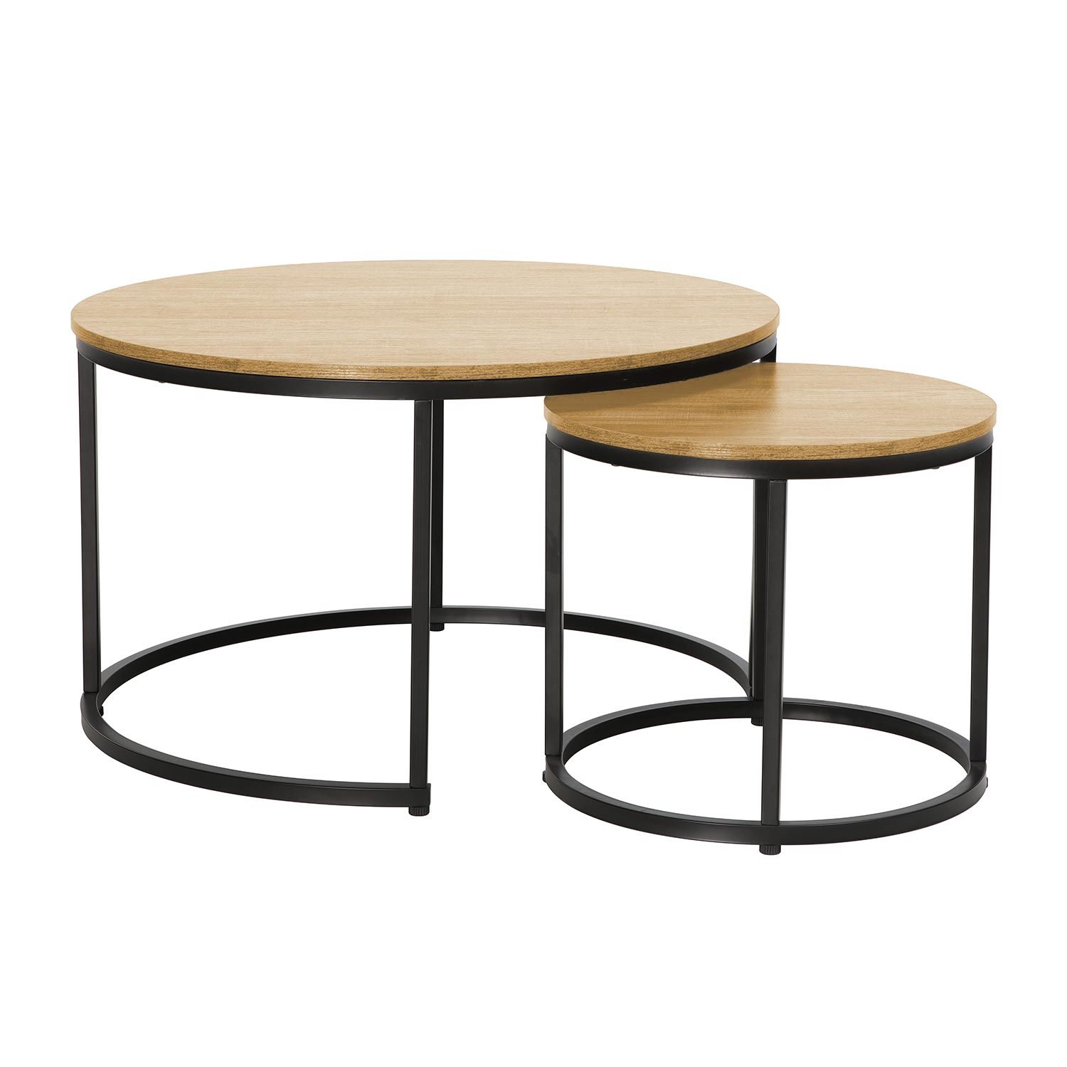 Sofabord HOME4YOU Hedvig 2 stk. sett, ask/svart - Ask / svart