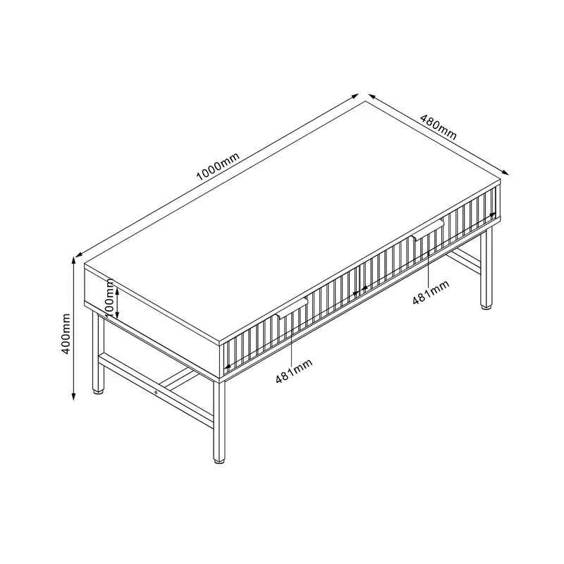 Sofabord HOME4YOU Helve 100x48x40 cm melamin - svart / lyst tre - Møbler - Bord - Sofabord