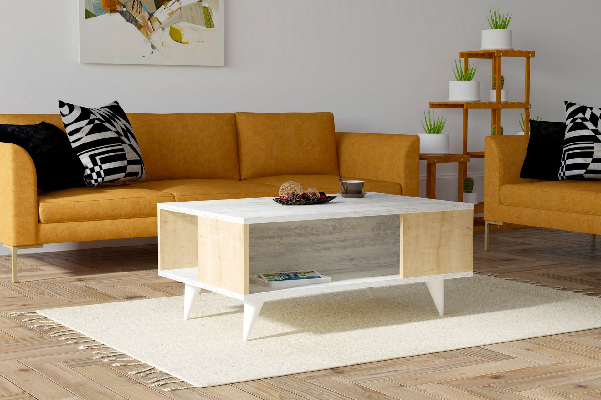 Homfred Sofabord 90x39,5x90 cm - Hvit - Møbler - Bord - Sofabord