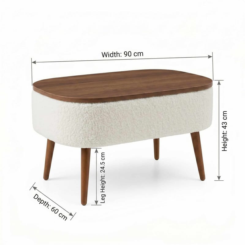 Sofabord Homitis Noya (90 x 43 x 60 cm) Hvit valnøtt - Møbler - Bord - Sofabord