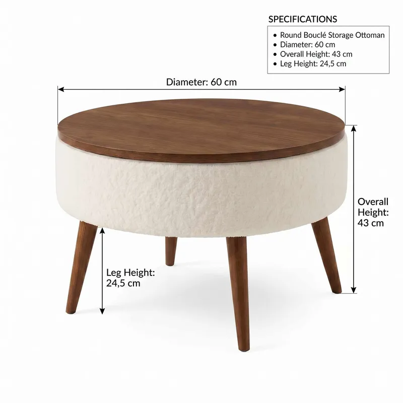 Sofabord Homitis Noya Round (Ø60 x H43 cm) hvit valnøtt - Møbler - Bord - Sofabord