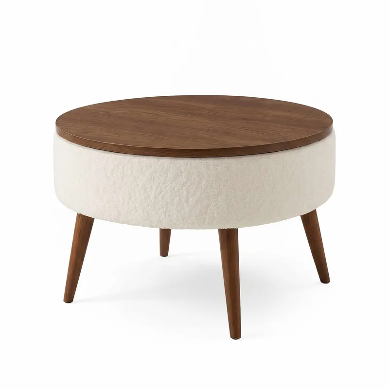 Sofabord Homitis Noya Round (Ø60 x H43 cm) hvit valnøtt, undefined