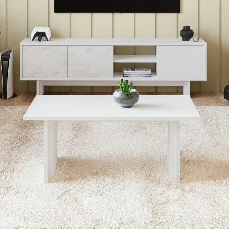 Sofabord Homitis Ravello (90 x 40 x 50 cm) Hvit marmor - Møbler - Bord - Sofabord