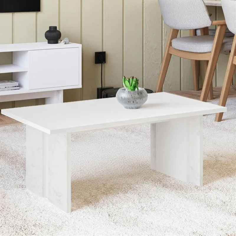 Sofabord Homitis Ravello (90 x 40 x 50 cm) Hvit marmor - Møbler - Bord - Sofabord