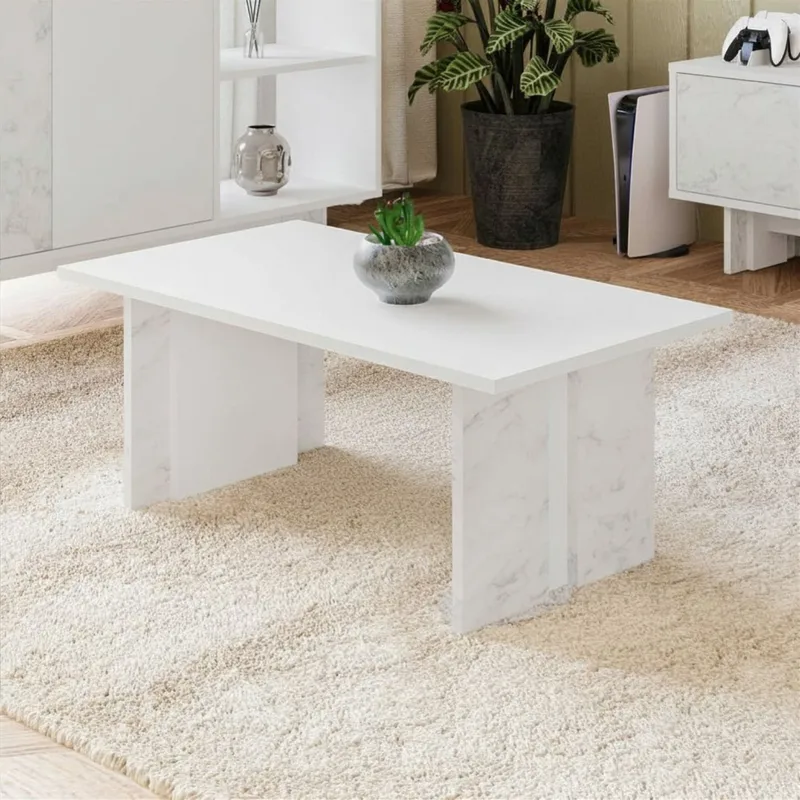 Sofabord Homitis Ravello (90 x 40 x 50 cm) Hvit marmor - Møbler - Bord - Sofabord