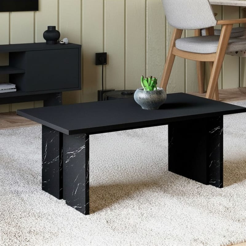 Sofabord Homitis Ravello (90 x 40 x 50 cm) Svart marmor - Møbler - Bord - Sofabord