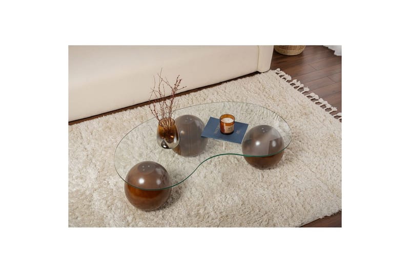 Sofabord Homitis Sofabord Jaromere Valnøtt / Transparent Mellommørkt tre, flerfarget - Møbler - Bord - Sofabord