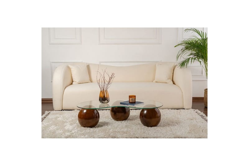 Sofabord Homitis Sofabord Jaromere Valnøtt / Transparent Mellommørkt tre, flerfarget - Møbler - Bord - Sofabord