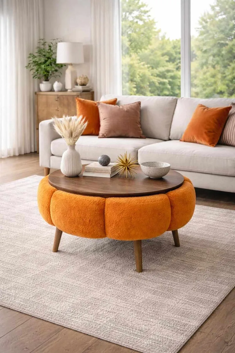 Sofabord Homitis Papatya 60 (Ø60 x H44 cm) Oransje valnøtt - Møbler - Bord - Sofabord