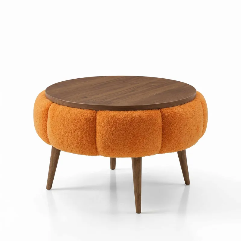 Sofabord Homitis Papatya 60 (Ø60 x H44 cm) Oransje valnøtt, undefined