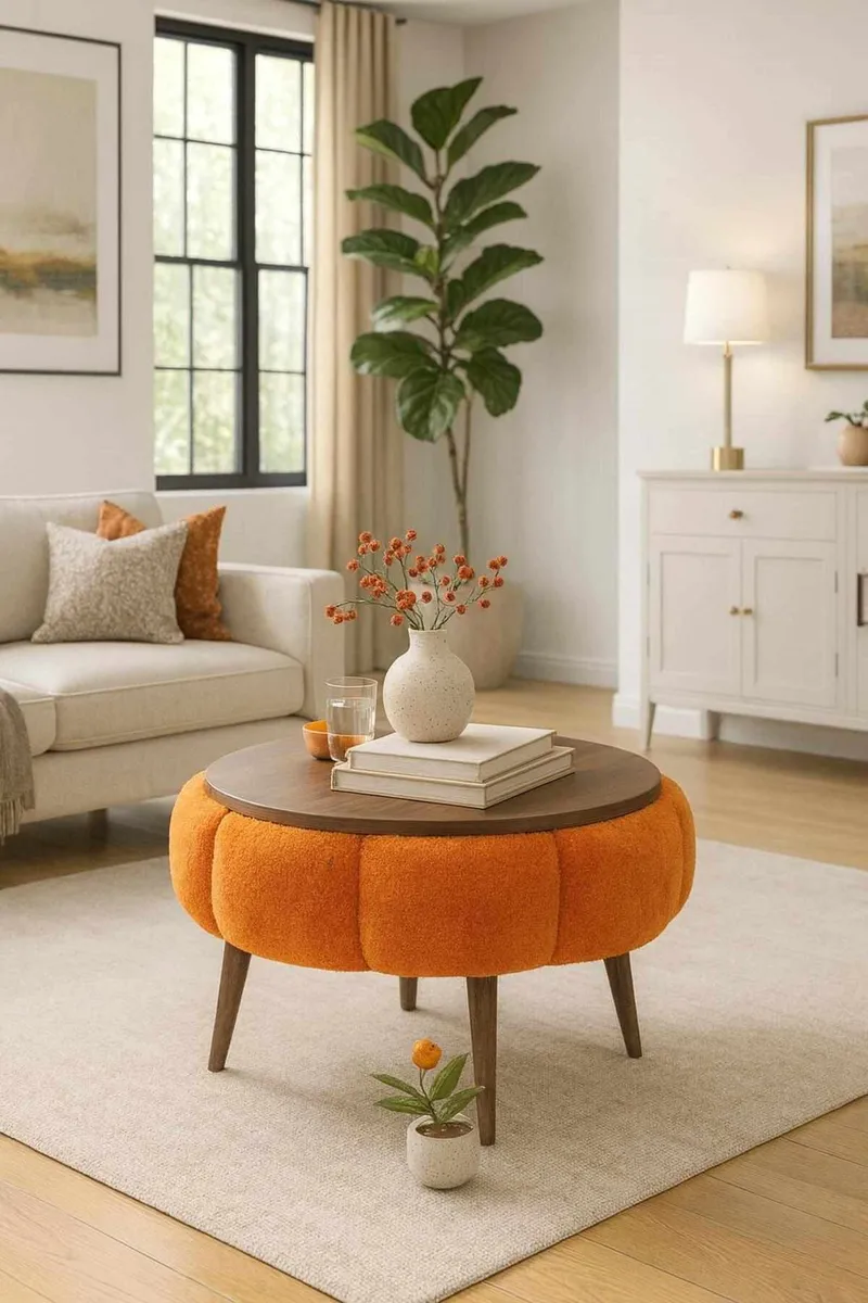 Sofabord Homitis Papatya 60 (Ø60 x H44 cm) Oransje valnøtt - Møbler - Bord - Sofabord