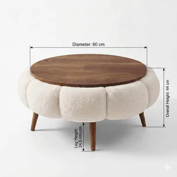 Sofabord Homitis Papatya 60 (Ø60 x H44 cm) Hvit valnøtt - Møbler - Bord - Sofabord
