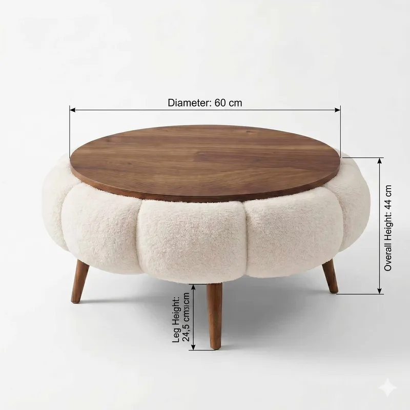Sofabord Homitis Papatya 60 (Ø60 x H44 cm) Hvit valnøtt - Møbler - Bord - Sofabord