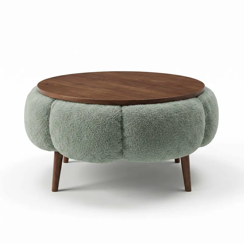 Sofabord Homitis Papatya 60 (Ø60 x H44 cm) Grønn valnøtt, undefined