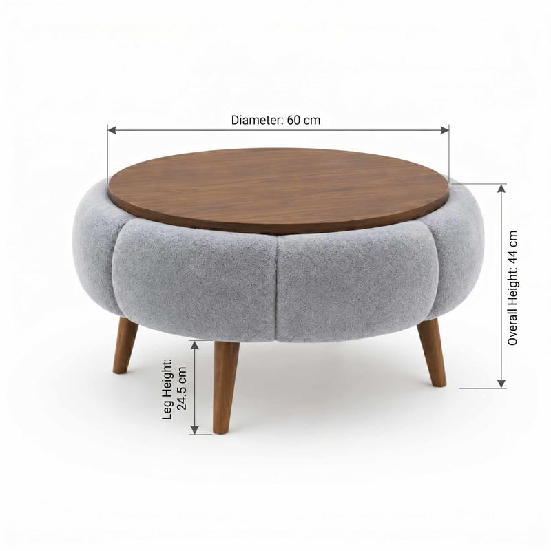 Sofabord Homitis Papatya 60 (Ø60 x H44 cm) Grå valnøtt - Møbler - Bord - Sofabord