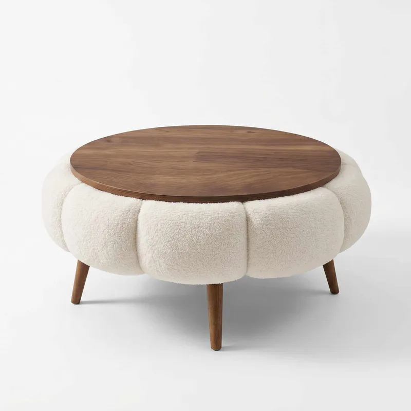 Sofabord Homitis Papatya 60 (Ø60 x H44 cm) Hvit valnøtt, undefined