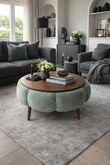 Sofabord Homitis Papatya 60 (Ø60 x H44 cm) Grønn valnøtt - Møbler - Bord - Sofabord