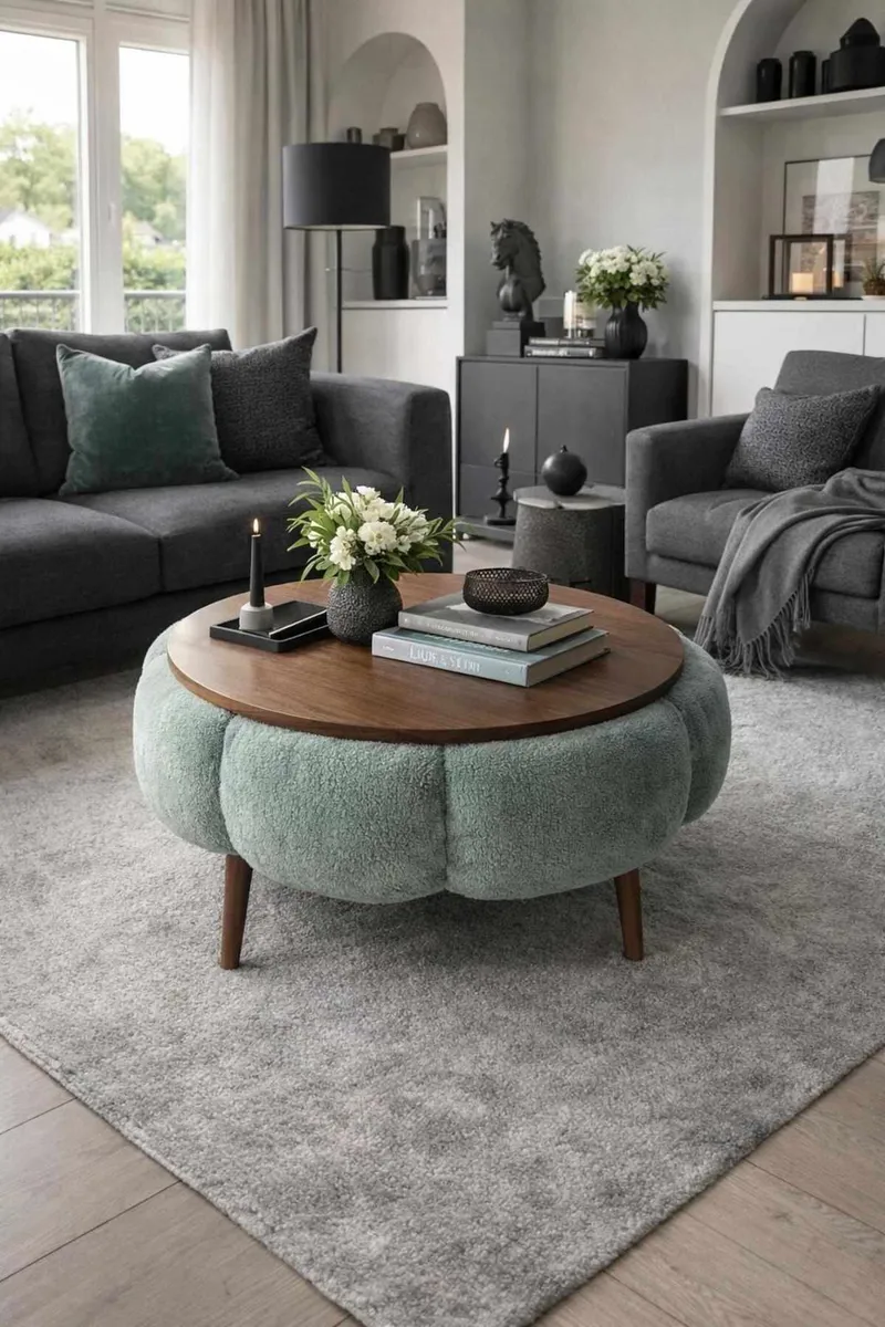 Sofabord Homitis Papatya 60 (Ø60 x H44 cm) Grønn valnøtt - Møbler - Bord - Sofabord