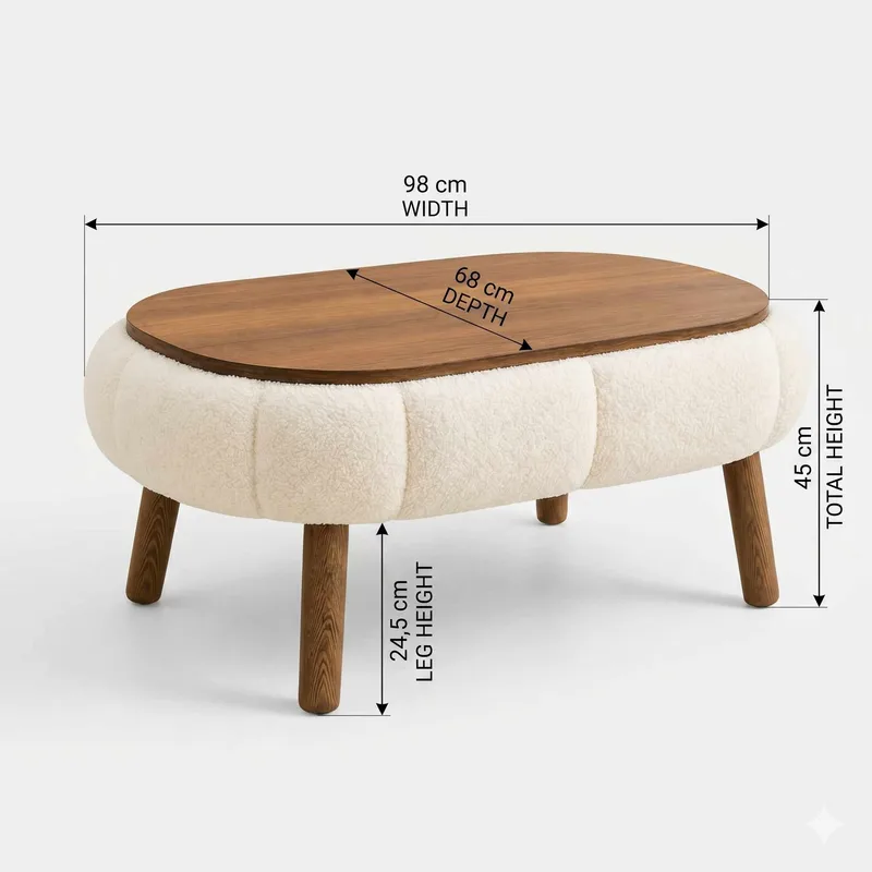 Sofabord Homitis Papatya (98 x 45 x 68 cm) Hvit - Møbler - Bord - Sofabord