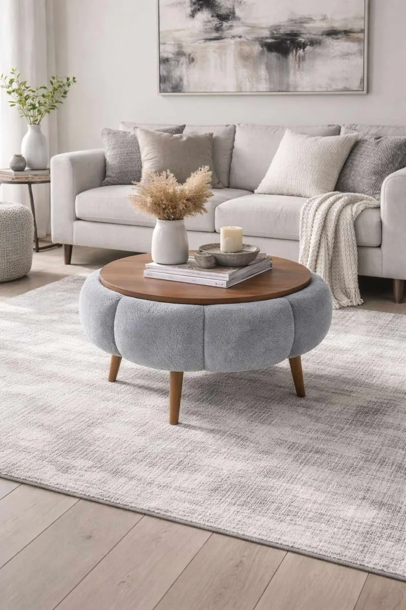 Sofabord Homitis Papatya 60 (Ø60 x H44 cm) Grå valnøtt - Møbler - Bord - Sofabord