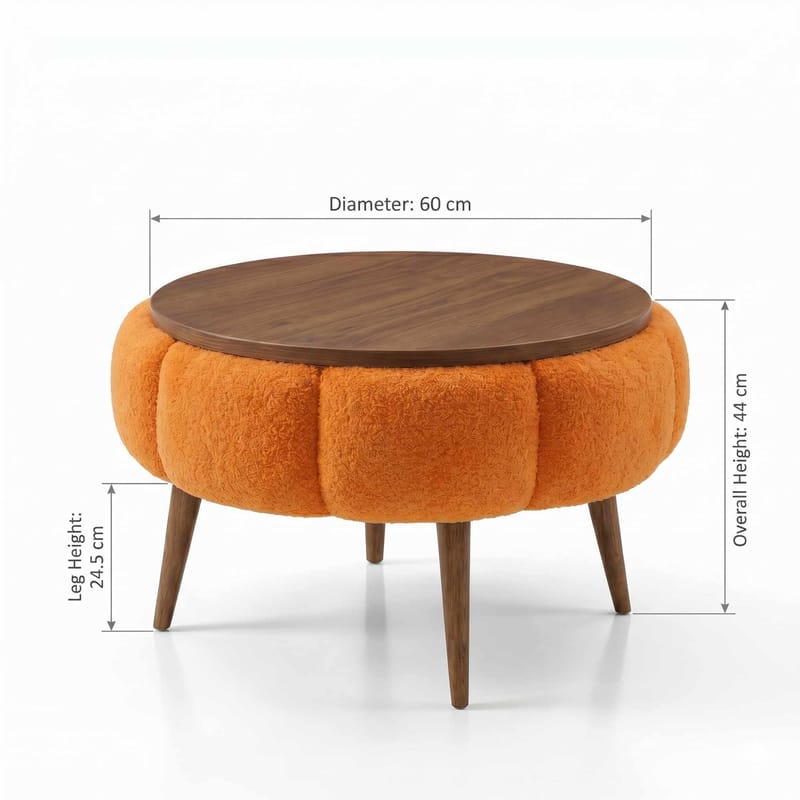 Sofabord Homitis Papatya 60 (Ø60 x H44 cm) Oransje valnøtt - Møbler - Bord - Sofabord