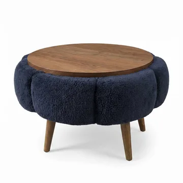 Sofabord Homitis Papatya 60 (Ø60 x H44 cm) Antrasitt valnøtt