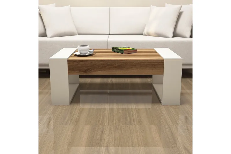 Hommaz Sofabord 102 cm - Valnøttsbrun/Kremhvit - Møbler - Bord - Sofabord