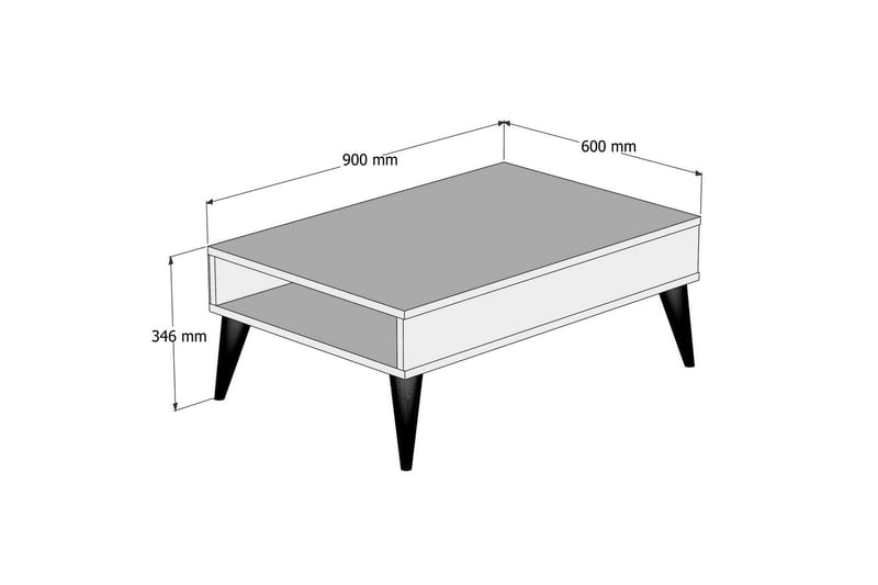 Hoptrup Sofabord 90 cm med Oppbevaringshylle - Kremhvit/Natur - Sofabord