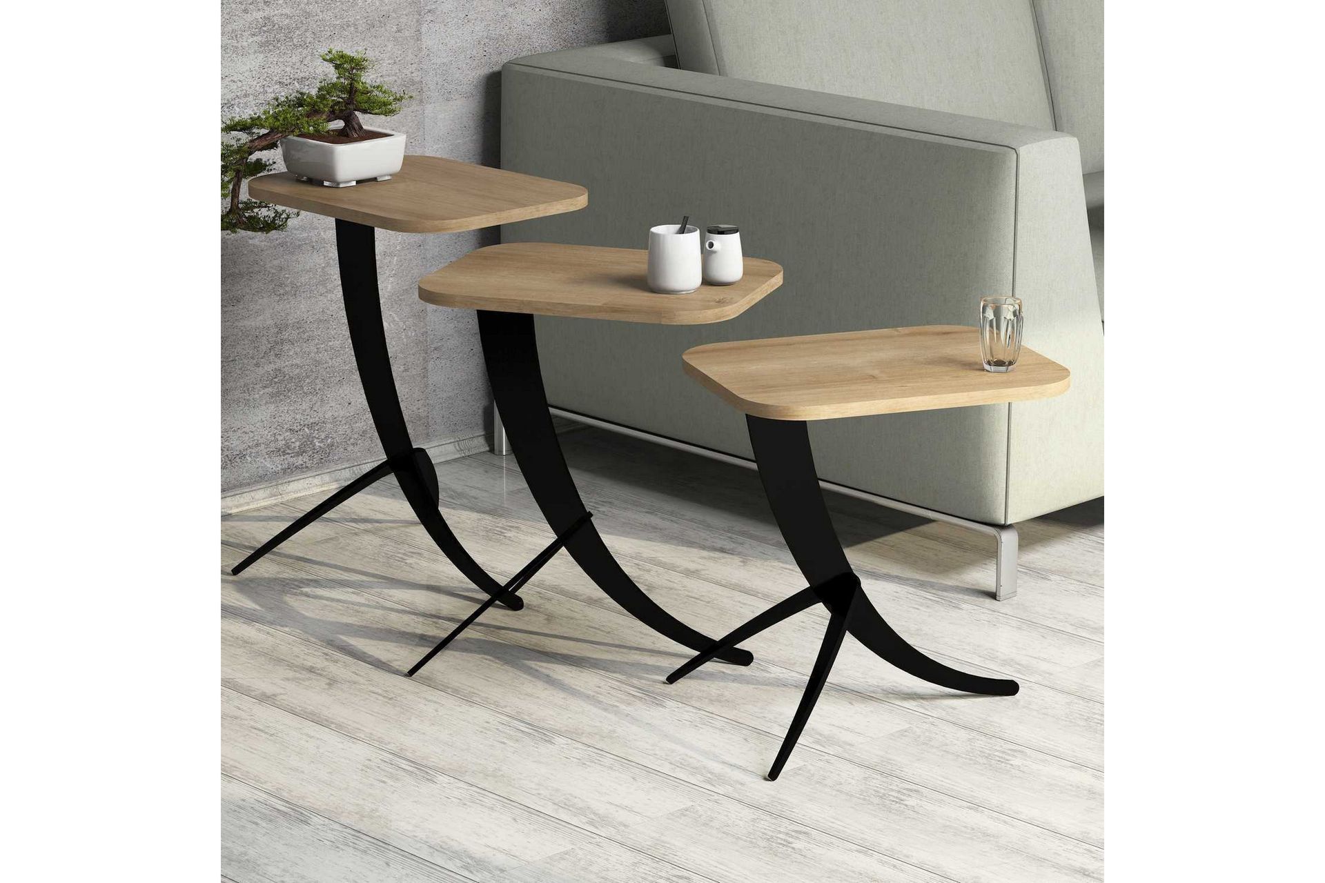 Hovdane Settbord 45 cm 3 Bord - Brun - Møbler - Bord - Sofabord
