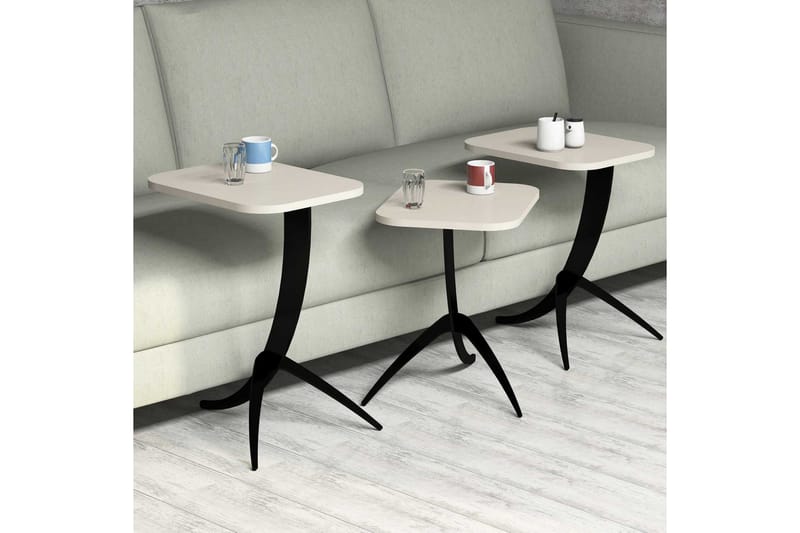 Hovdane Settbord 45 cm 3 Bord - Hvit - Møbler - Bord - Sofabord