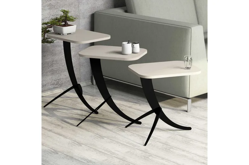 Hovdane Settbord 45 cm 3 Bord - Hvit - Møbler - Bord - Sofabord