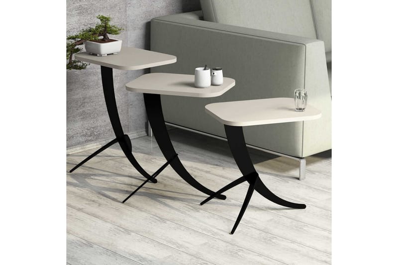 Hovdane Settbord 45 cm 3 Bord - Hvit - Møbler - Bord - Sofabord