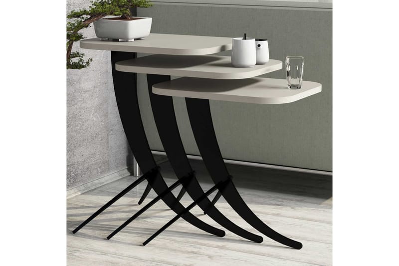 Hovdane Settbord 45 cm 3 Bord - Hvit - Møbler - Bord - Sofabord