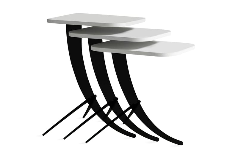 Hovdane Settbord 45 cm 3 Bord - Hvit/Svart - Møbler - Bord - Sofabord
