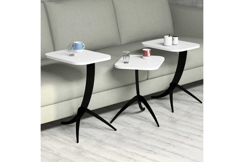Hovdane Settbord 45 cm 3 Bord - Hvit/Svart - Møbler - Bord - Sofabord