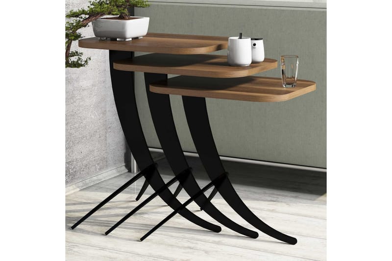 Hovdane Settbord 45 cm 3 Bord - Mørkebrun - Sofabord - Settbord