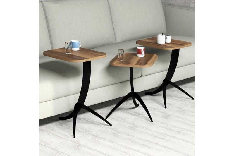 Hovdane Settbord 45 cm 3 Bord - Mørkebrun - Sofabord - Settbord