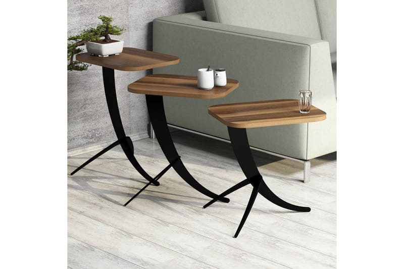 Hovdane Settbord 45 cm 3 Bord - Mørkebrun - Møbler - Bord - Sofabord