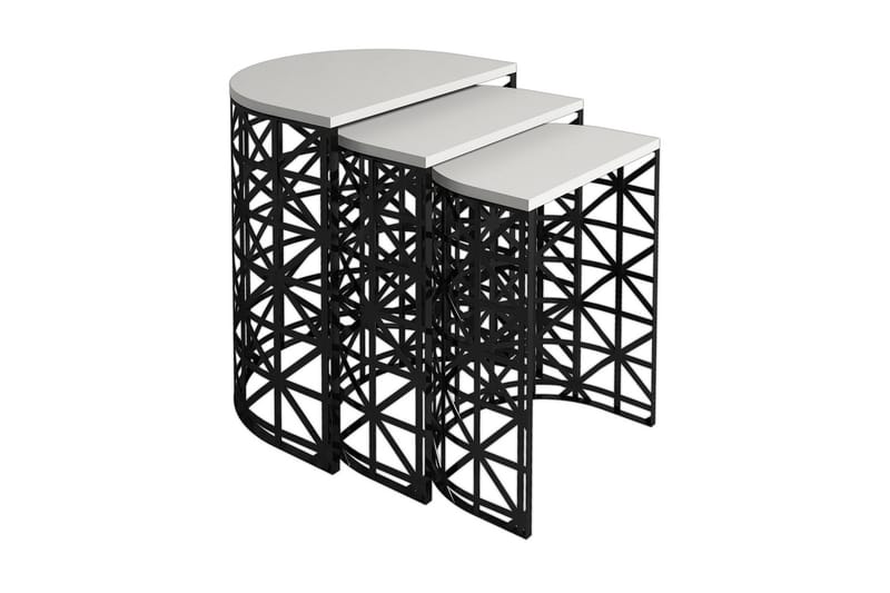 Hovdane Settbord 46 cm Halvcirkel 3 Bord - Hvit/Svart - Møbler - Bord - Sofabord