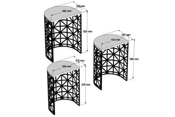 Hovdane Settbord 46 cm Halvcirkel 3 Bord - Mørkebrun/Svart - Møbler - Bord - Sofabord