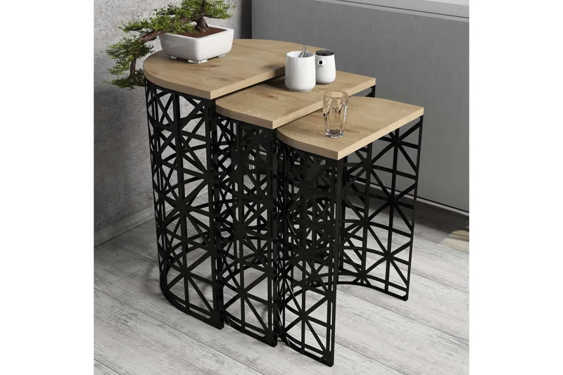 Hovdane Settbord 46 cm Halvcirkel 3 Bord - Møbler - Bord - Sofabord