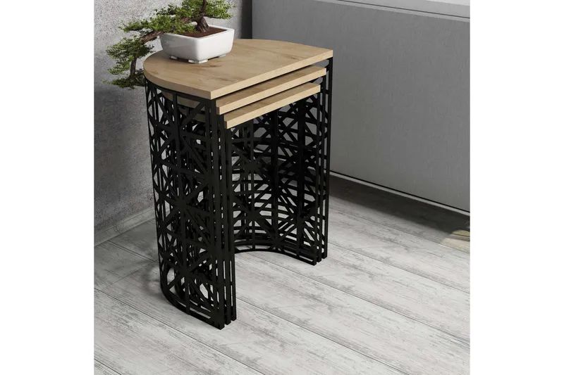 Hovdane Settbord 46 cm Halvcirkel 3 Bord - Møbler - Bord - Sofabord