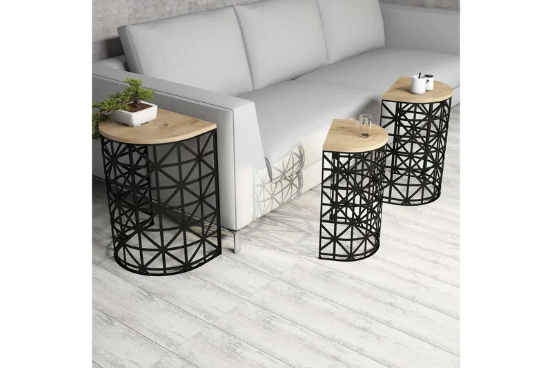 Hovdane Settbord 46 cm Halvcirkel 3 Bord - Møbler - Bord - Sofabord