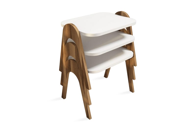Hovdane Settbord 49 cm 3 Bord - Hvit/Brun - Møbler - Bord - Sofabord