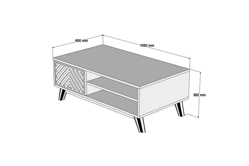 Hovdane Sofabord 105 cm med Oppbevaring 2 Hyller Linjer + Sk - Brun/Gul - Møbler - Bord - Sofabord