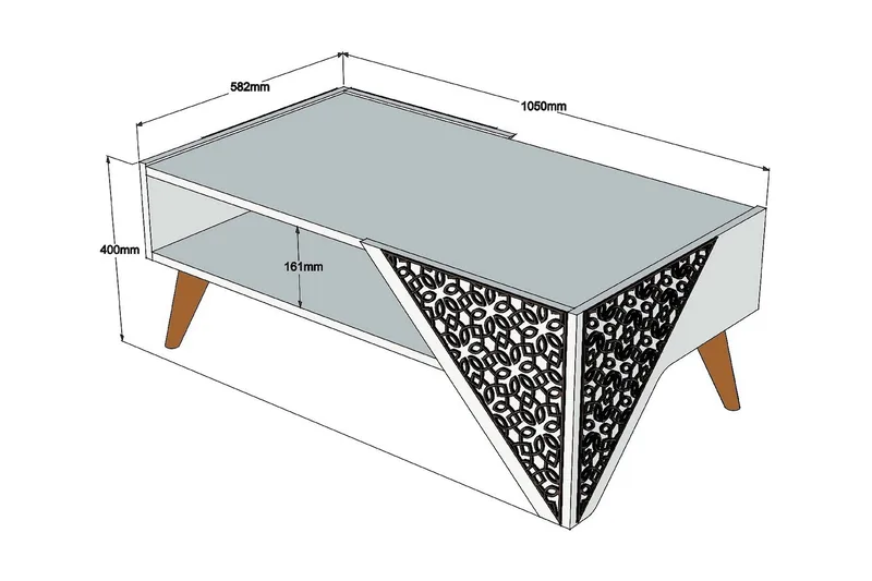 Hovdane Sofabord 105 cm med Oppbevaring Hylle Blomstermønste - Brun - Møbler - Bord - Sofabord