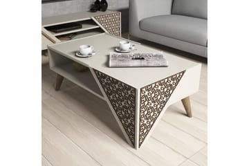 Hovdane Sofabord 105 cm med Oppbevaring Hylle Blomstermønste - Hvit - Møbler - Bord - Sofabord