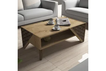 Hovdane Sofabord 105 cm med Oppbevaring Hylle Blomstermønste - Lysebrun - Møbler - Bord - Sofabord