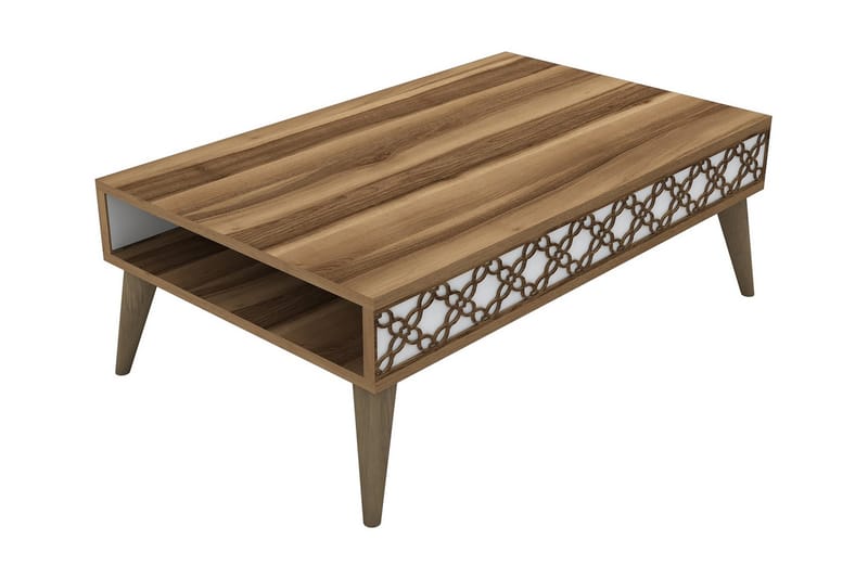 Hovdane Sofabord 105 cm med Oppbevaring Hylle KedjeMønster - Brun/Hvit - Møbler - Bord - Sofabord