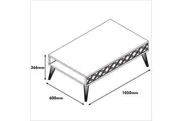 Hovdane Sofabord 105 cm med Oppbevaring Hylle KedjeMønster - Brun/Mønstret - Møbler - Bord - Sofabord